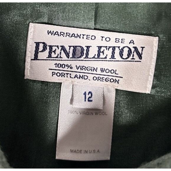VNTG Pendleton Structured Jacket Women Size 12 Full Button Green Virgin Wool USA - Picture 7 of 14
